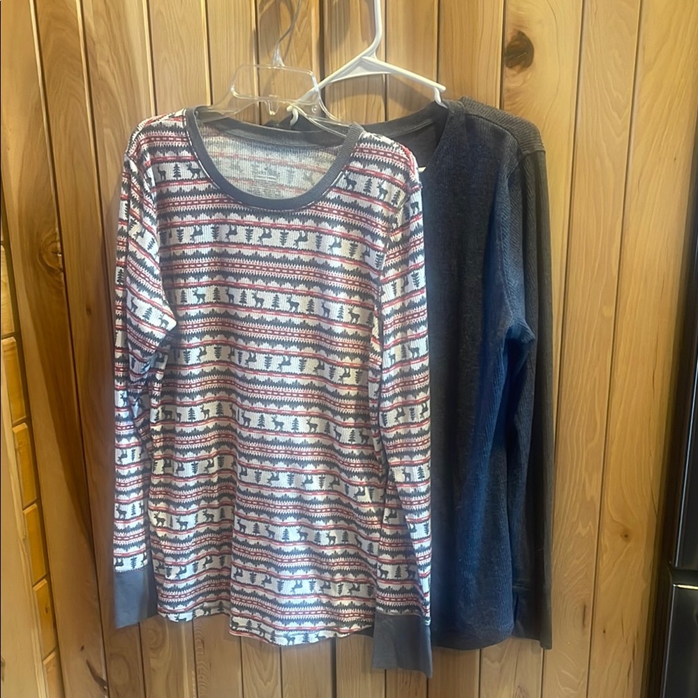Cuddl Duds Red and White Long Sleeve Tee